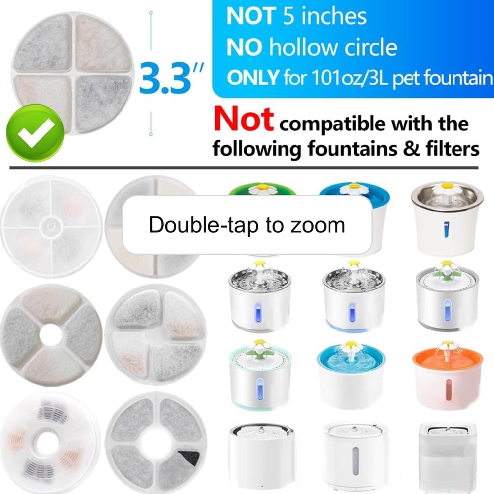 6 pack Replacement Pet Fountain Filter Pads - White
